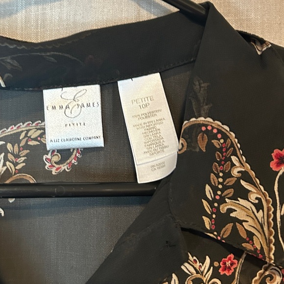 VINTAGE BUTTON UP FLORAL SHEER BLOUSE y2k - Picture 2 of 3